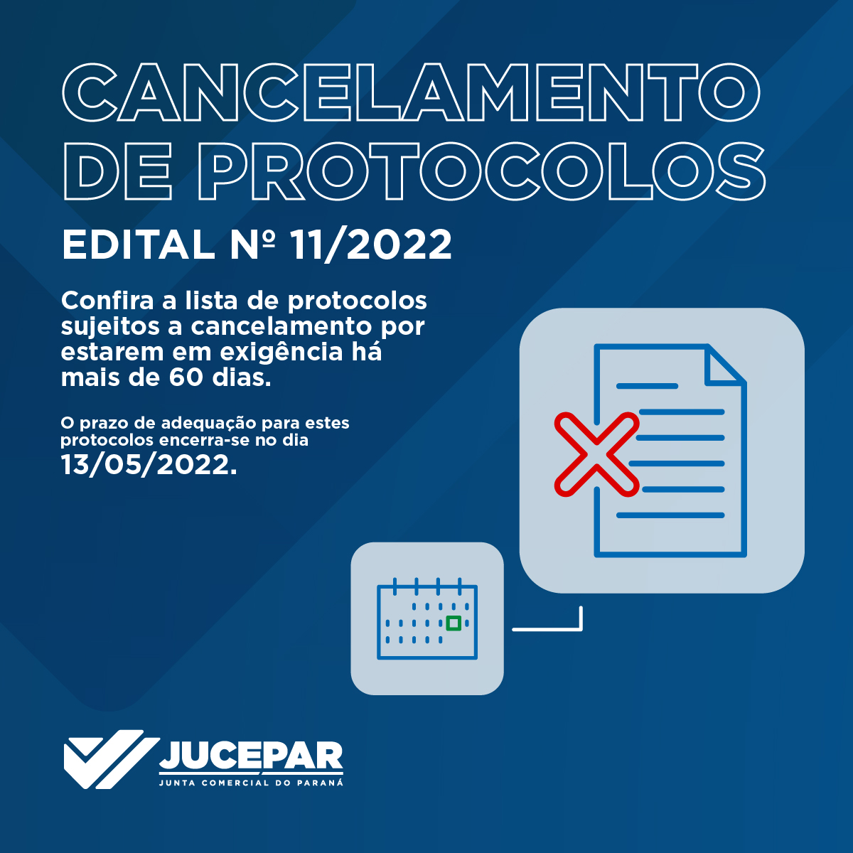 Cancelamento de Protocolos - Edital 11/2022
