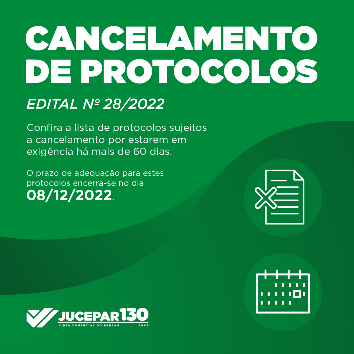 Cancelamento de Protocolos - Edital nº 28/2022