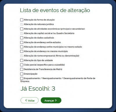 Imagem 3 - Lista de Eventos de Alteração