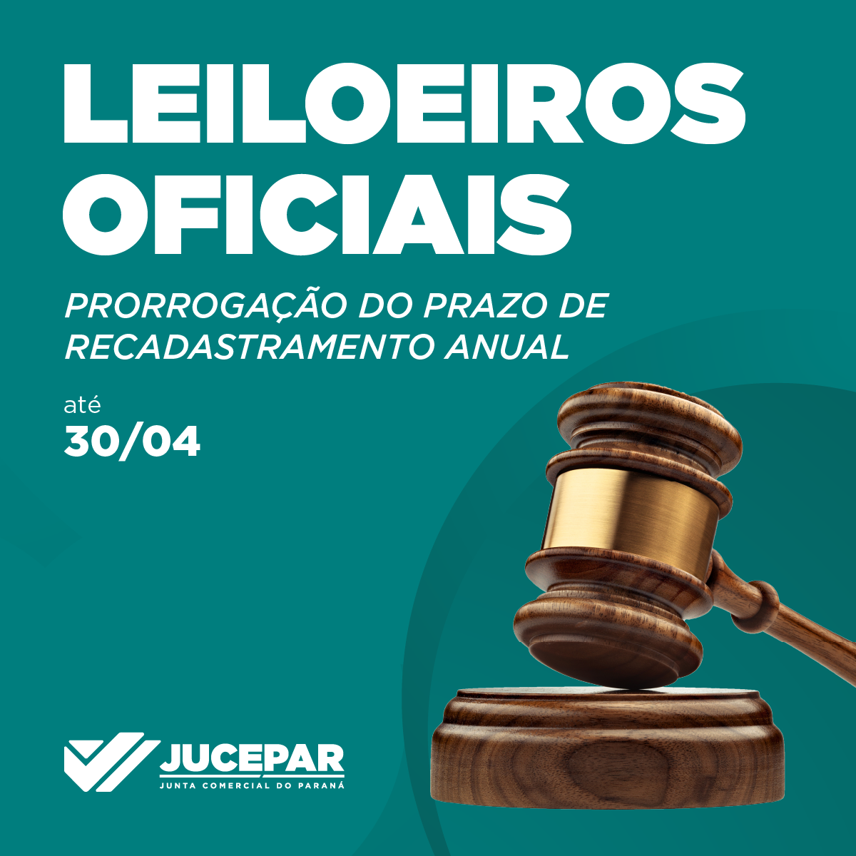 Prorrogação Prazo de Recadastramento Anual - Leiloeiros