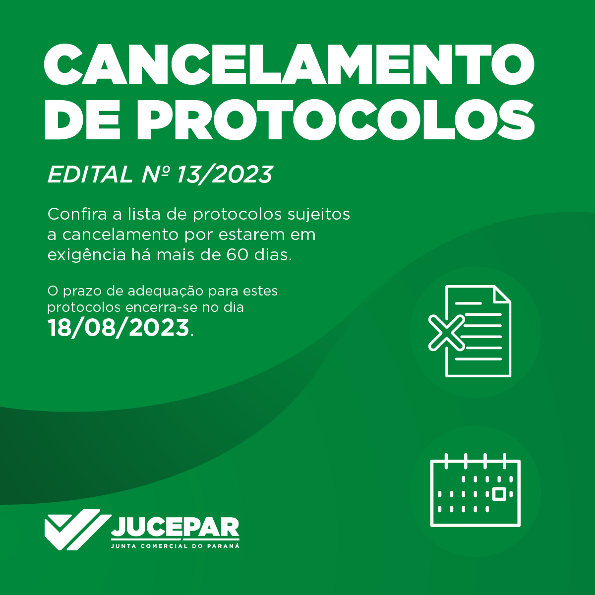 Cancelamento de Protocolos - Edital nº 13/2023