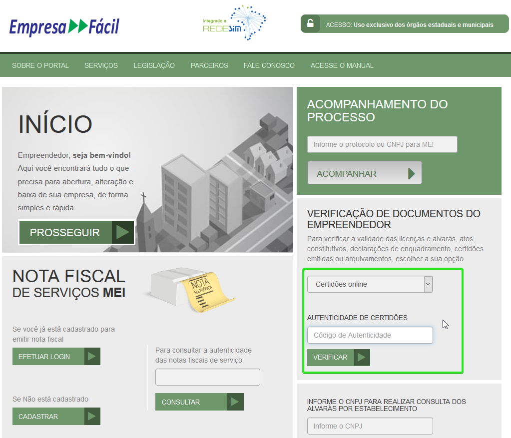 Consulta certidão