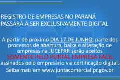 REGISTRO DE EMPRESAS NO PARANÁ PASSARÁ A SER EXCLUSIVAMENTE DIGITAL